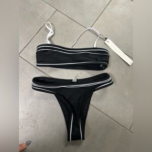 Misguided Black and White Bikini Set